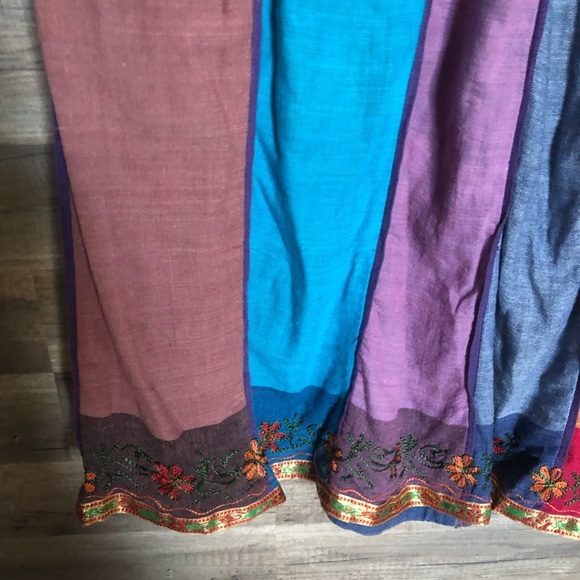 Boho Floral Patchwork Handmade Embroidered in Nepal Cotton  Maxi Skirt S-M - Picture 7 of 10